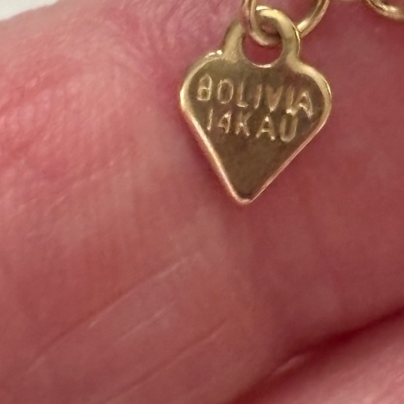 14kt Gold necklace with beautiful glass!! Perfect for summer tans! ❤️ - Picture 5 of 5